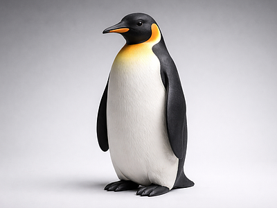 现代雕塑摆件 帝王企鹅 雕塑 美陈 AI渲染 摆件