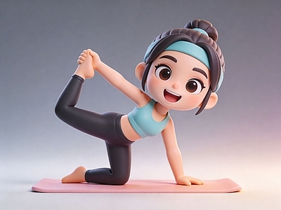 卡通3D雕塑摆件 瑜伽 雕塑 手办 人物 潮玩