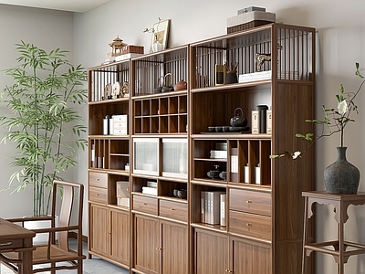 新中式博古架 新中式博古架 置物架 宋式书房