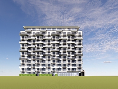 现代主义小高层住宅楼 四代住宅楼 现代四代住宅