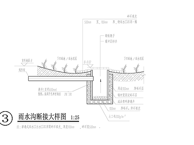 给排水节点详图 雨水沟断接大样 施工图