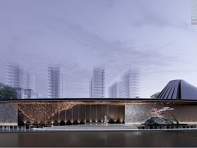 新中式小区景观 展示区入口景观 入口大门景观