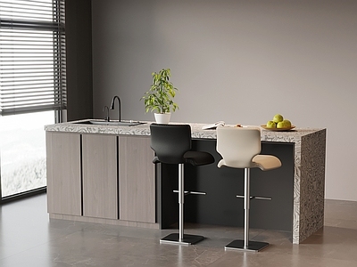 现代极简岛台 餐桌椅
