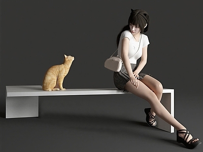 极简女人 女人 橘猫