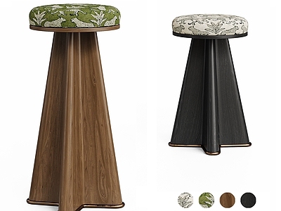 现代轻奢吧凳 法式中古风吧凳 实木布艺圆凳 高脚凳 化妆凳餐凳 酒吧咖啡厅凳子