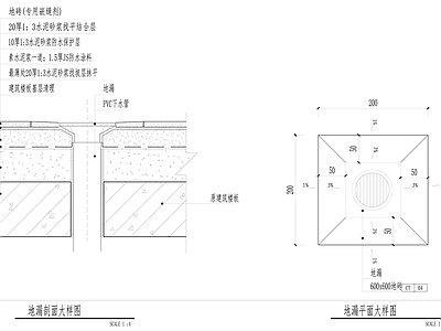 地面综合节点 卫生间地漏 施工图