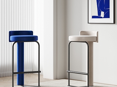 现代简约吧椅 现代吧椅 布艺吧椅 装饰画