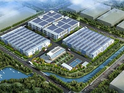 现代主义产业园办公楼 厂房 厂区 建筑 规划 工业