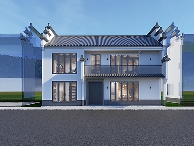 新中式乡村民房 自建房 新中式 徽派 别墅 住宅