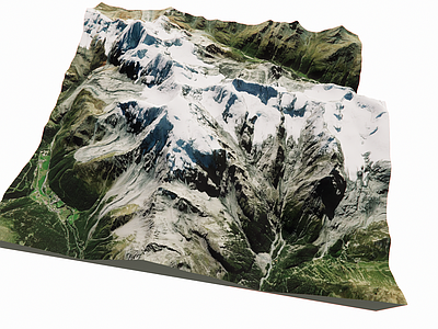 地形拟真鸟瞰规划 山地地形 雪山 微地形 真实地形