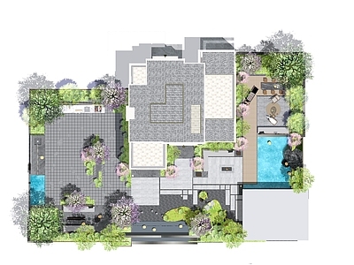 景观平面图 庭院平面图 别墅庭院 花园 庭院景观 庭院花园 施工图