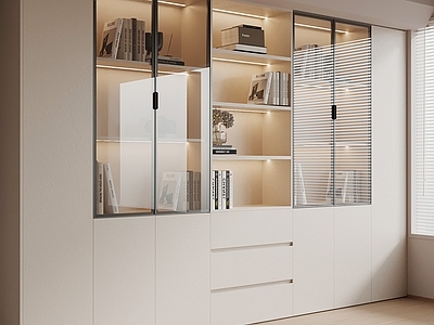 奶油风书房 书柜 置物柜