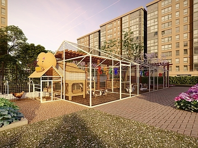 XX其他景观小建筑 幼儿园养殖区 户外养殖笼 萌宠乐园