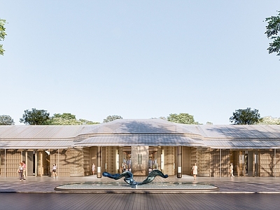 新中式售楼处建筑 现代商业建筑 现代社区入口