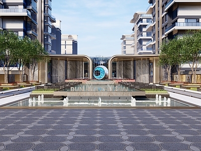 现代轻奢入口广场 现代小区入口景观 现代轻奢入口水景 现代小区大门 现代入口广场景观