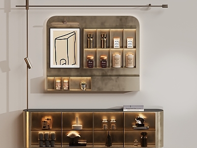 现代轻奢酒柜 轻奢酒柜墙饰柜 开放书架