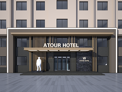 现代简约酒店外观 现代酒店门头