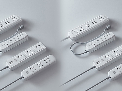 极简主义办公设备 插线板 插座 排插 极简插线板