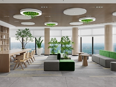 现代简约休息区 茶水区 茶水吧 休闲区 员工休息区 书吧