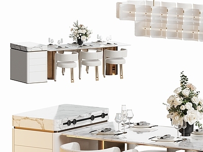 现代轻奢餐桌椅 轻奢餐桌椅组合