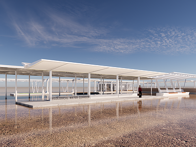 现代廊架 创意廊架 滨水长廊 蒙德里安文化长廊