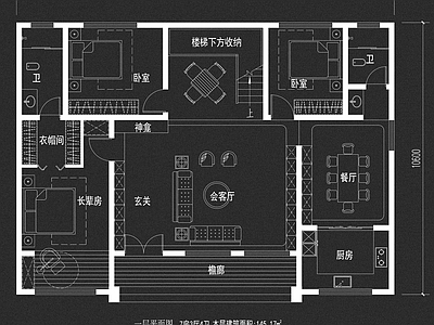 别墅 新中式2层农村 自建房 施工图