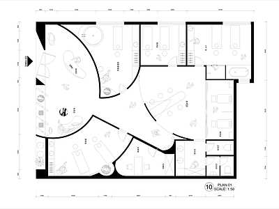 现代美容院 美容店平面图 施工图