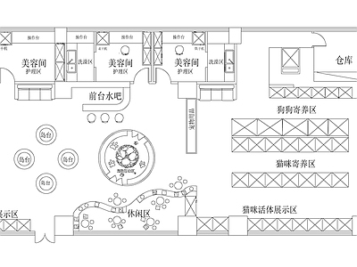 现代宠物店 宠物店平面图 施工图