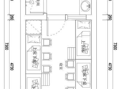 现代宿舍 学习寝室平面图 宿舍 施工图