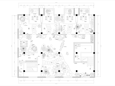 现代茶餐厅 650平茶餐厅 平面图 施工图