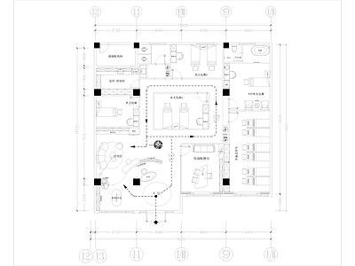 现代美容院 美容院平面布置图 施工图