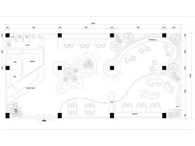 现代其他餐饮空间 50平轻食餐厅 平面图 施工图