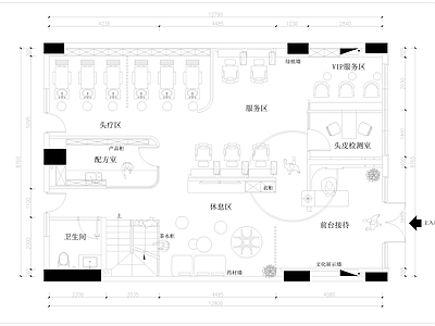 现代理发店 理发店平面图 施工图