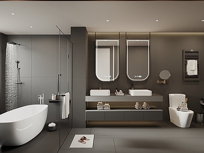 极简卫生间 现代意式卫生间 浴室柜 浴缸 卫浴小件