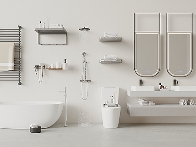 极简厨房卫浴 现代卫浴用品 卫浴小件组合 浴缸 毛巾架 浴室柜