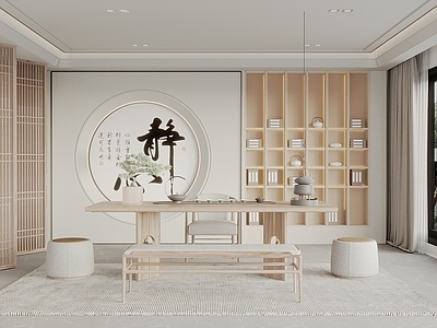 新中式茶室 宋式新中风茶室 茶桌椅组合 茶台 茶具用品