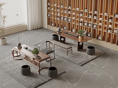 新中式茶桌椅 宋式新中风茶桌 茶桌椅组合 茶台 茶具用品