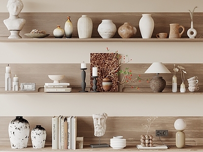 奶油风摆件组合 中古风陶罐 装饰品摆件 侘寂风陶罐 饰品 陶罐器皿