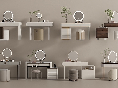 奶油风梳妆台 现代梳妆台组合