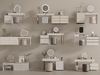 奶油风梳妆台 现代梳妆台组合