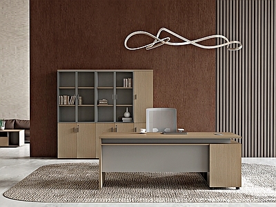 现代简约经理办公室 办公桌空间 主管桌空间 经理室空间 班台 高管桌