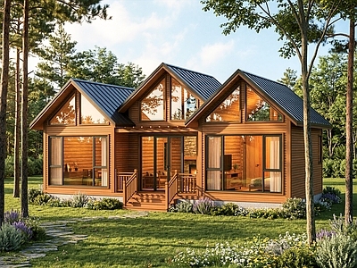 原木风木屋 70平木屋民宿 原木风营地民宿