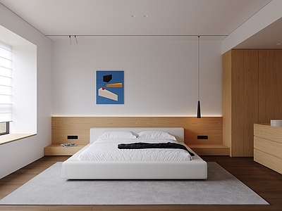 极简主卧 现代极简原木卧室