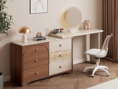 奶油风梳妆台