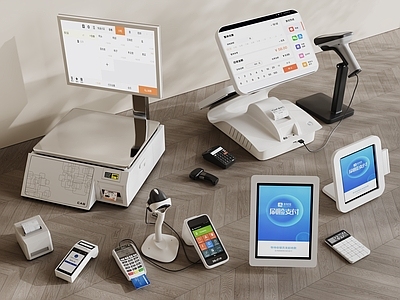 现代简约其他电器 现代收银机 收银台  扫码器  扫码枪  结账机