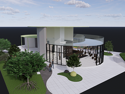 现代餐饮建筑 展厅 茶餐厅 艺术展厅