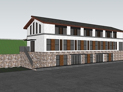 新中式民宿建筑 山体建筑 旅游接待中心 三层建筑