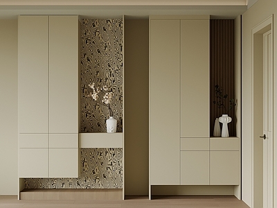 奶油风玄关 鞋柜