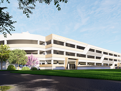 现代简约停车场 立体停车库 停车场 停车楼