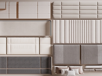 现代简约床品 床头背靠 床头 床头软包 抱枕 床头背景